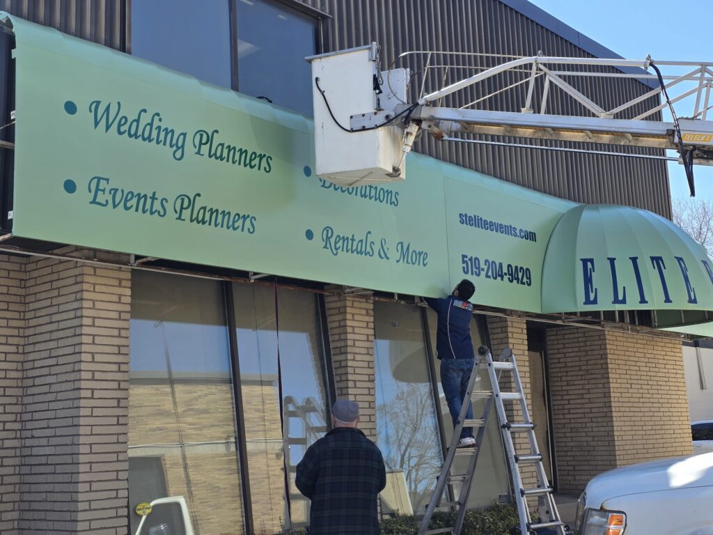 Awning installation, S&T Elite Events, London, Ontario
